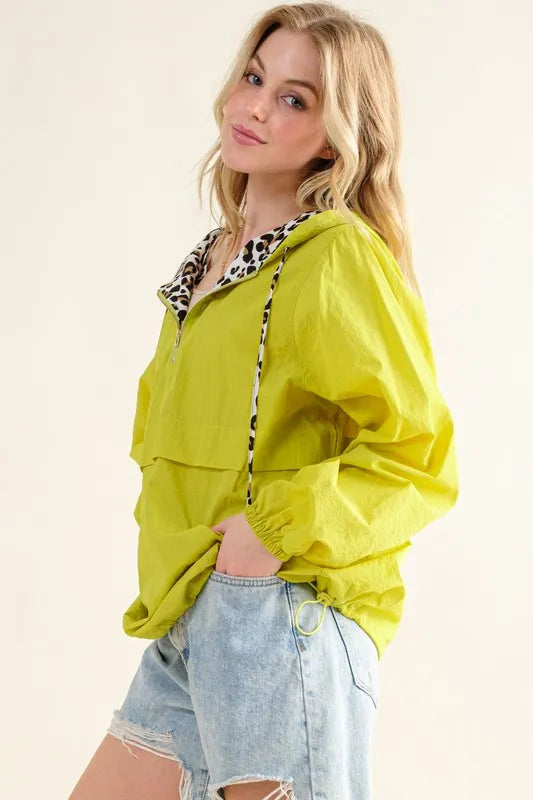And The Why Leopard Print Hoodie Zipper Up Pocket Windbreaker - Brittney MADE