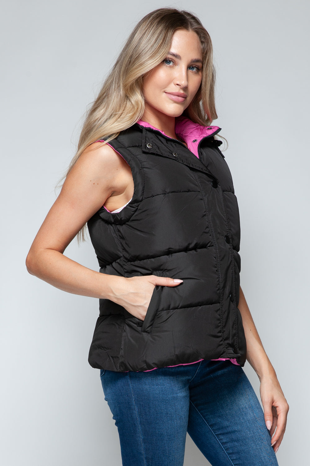Snobbish Snap and Zip Closure Hooded Vest - Brittney MADE