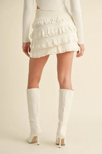 MABLE Ruffled Detail High Waist Knit Mini Skirt - Brittney MADE