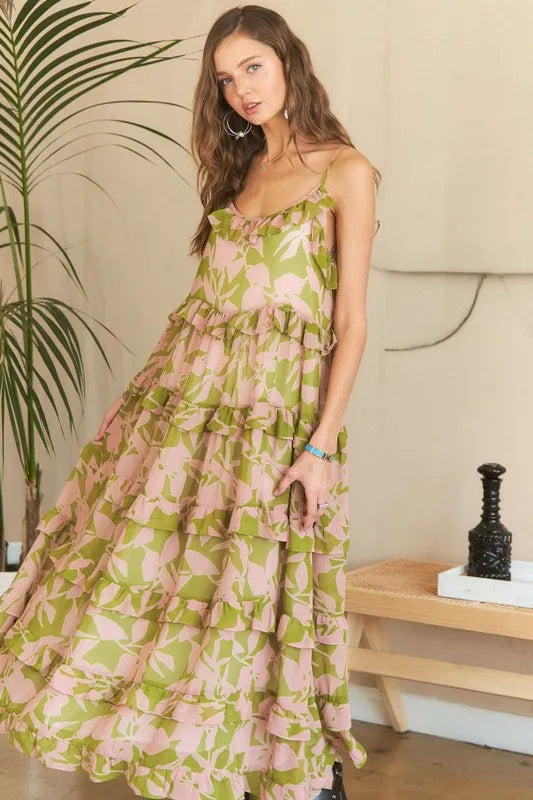 ADORA Ruffled Tiered Scoop Neck Cami Dress - Brittney MADE
