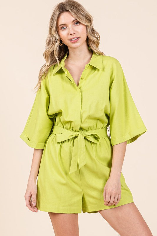 Mittoshop Tie Waist Half Sleeve Romper - Brittney MADE
