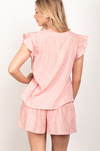 VERY J Ruffle Cap Sleeve Top & Shorts Set - Brittney MADE