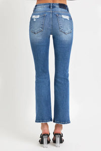 RISEN Full Size Mid Rise Ankle Straight Jeans with Pockets - Brittney MADE