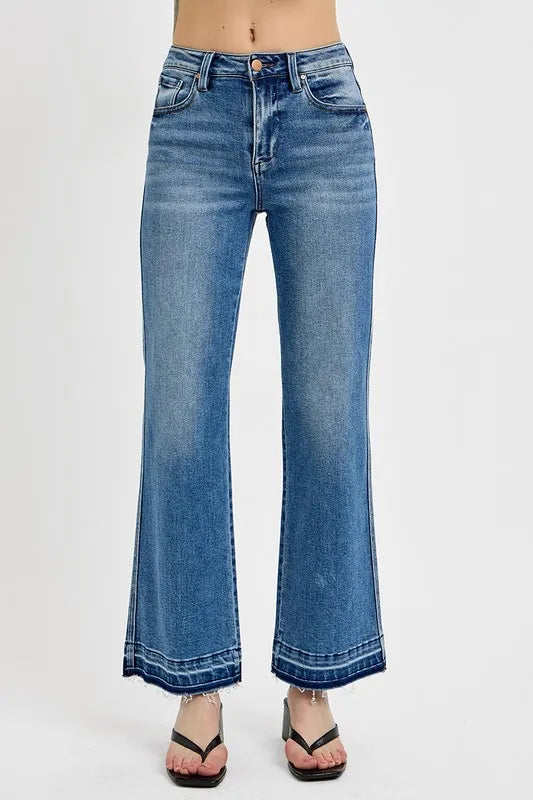 RISEN Full Size Raw Hem Ankle Bootcut Jeans Plus Size - Brittney MADE