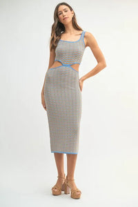MABLE Multi Color Chevron Knit Bodycon Midi Dress - Brittney MADE