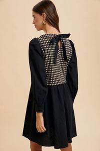 Annie Wear Tie Back Plaid Round Neck Mini Dress - Brittney MADE