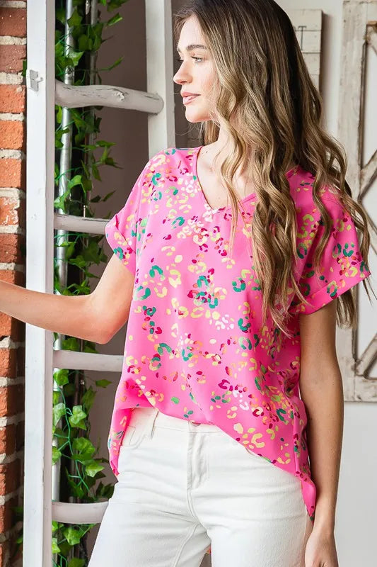 Heimish Full Size Animal print V-Neck Short Sleeve T-Shirt Plus Size - Brittney MADE