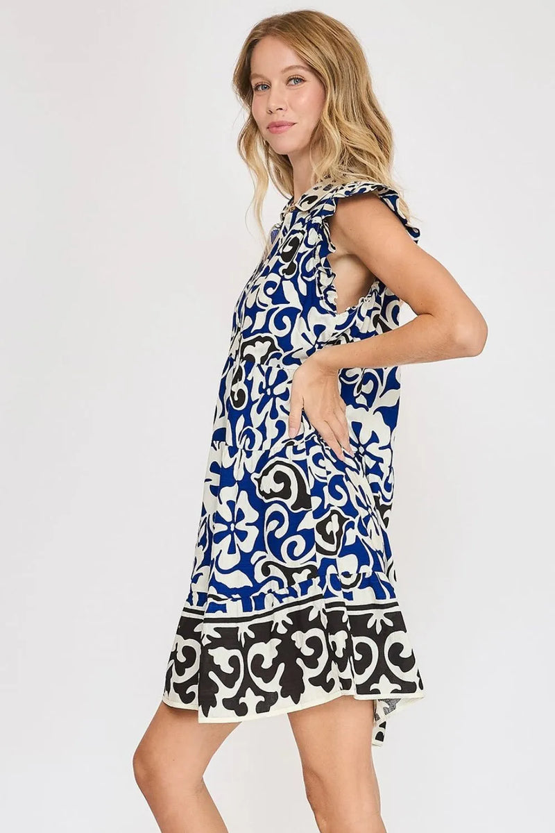 Umgee Floral Ruffled Cap Sleeve Tiered Dress - Brittney MADE
