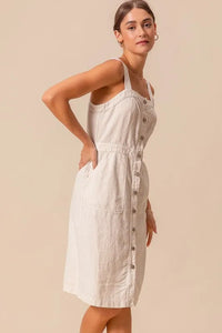 SO ME Button Down Pocket Front Pinafore Dress - Brittney MADE