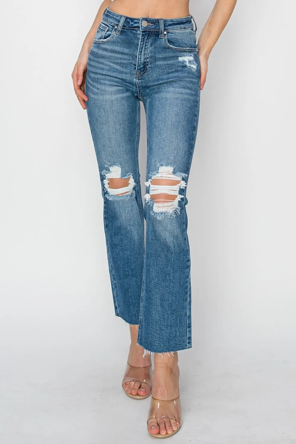 RISEN High Rise Distressed Ankle Jeans - Brittney MADE