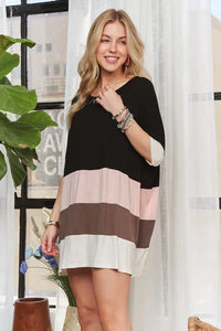 ADORA Color Block Round Neck Half Sleeve T-Shirt - Brittney MADE