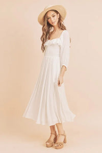 Aemi + Co Ruffled Smocked Square Neck Balloon Sleeve Dress - Brittney MADE