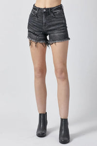 RISEN Raw Hem Denim Shorts with Pockets - Brittney MADE