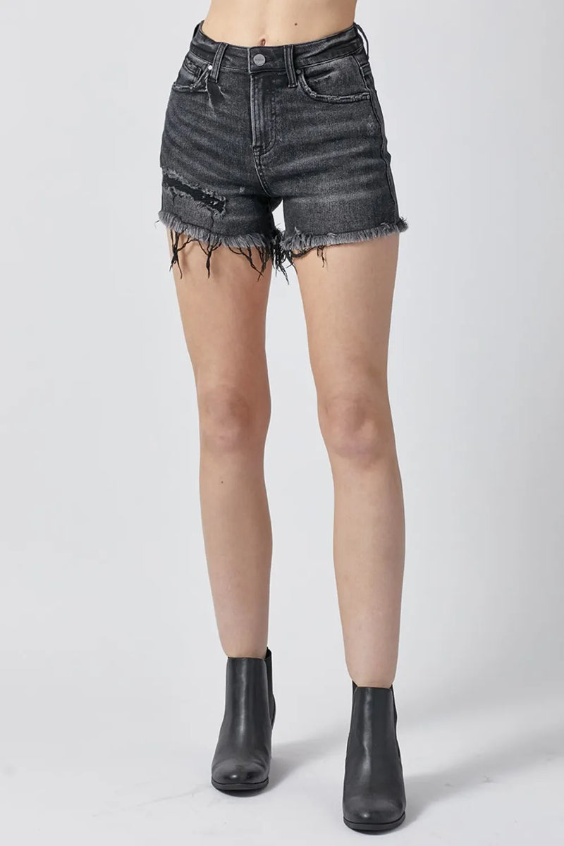 RISEN Raw Hem Denim Shorts with Pockets - Brittney MADE