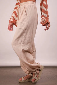 VERY J Wide Leg Gauze Solid Pants - Brittney MADE