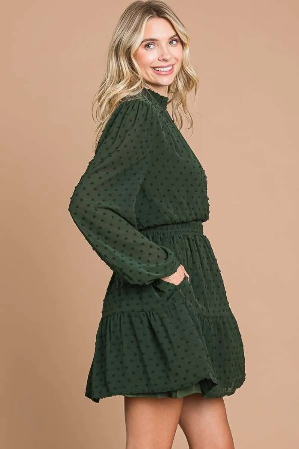 Culture Code Swiss Dot Smock Neck Mini Dress with Pockets - Brittney MADE