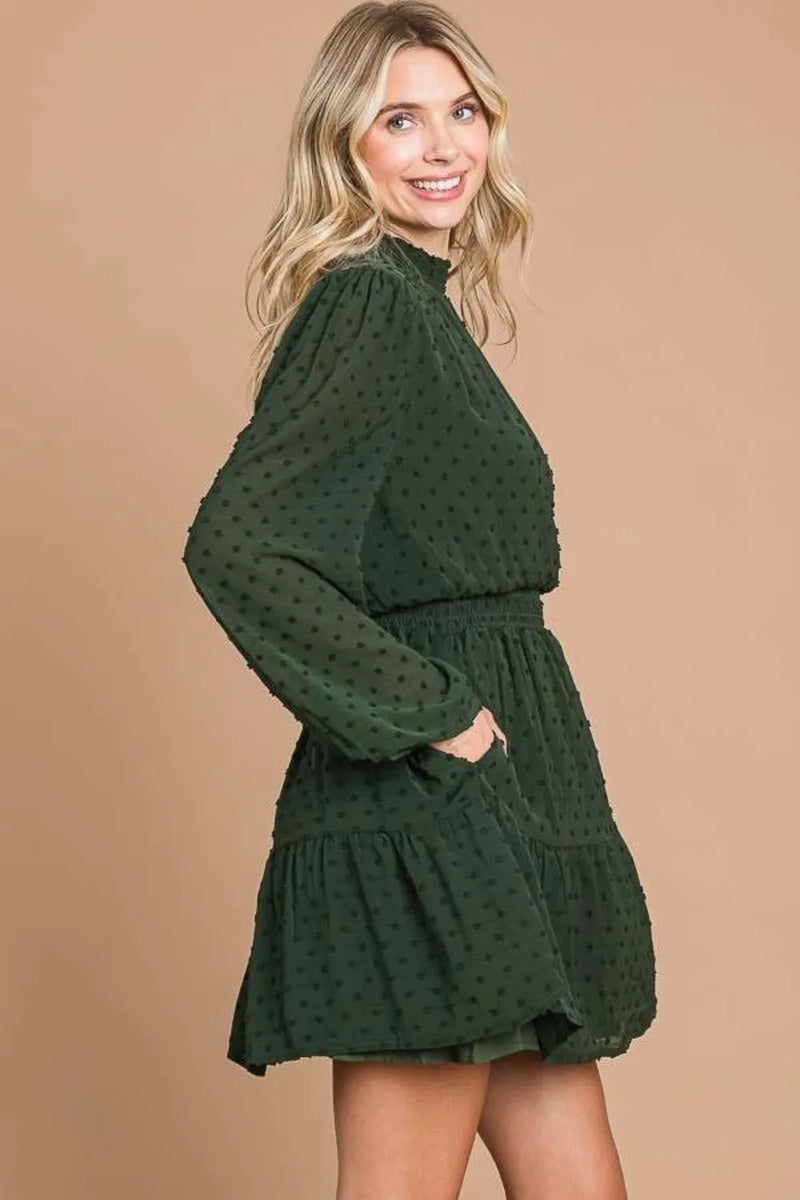 Culture Code Swiss Dot Smock Neck Mini Dress with Pockets - Brittney MADE
