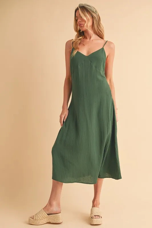 Aemi+Co Side Button Midi Cami Dress - Brittney MADE