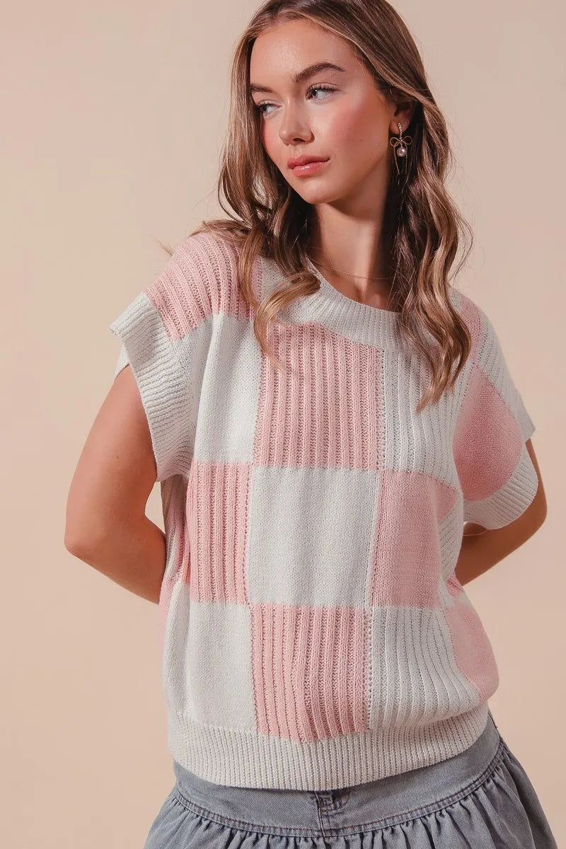 SO ME Check Plaid Casual Sweater Top - Brittney MADE