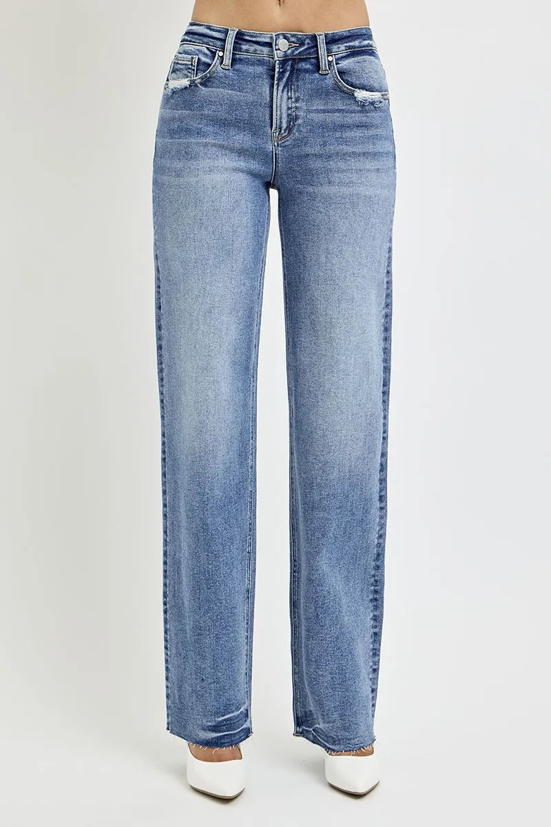 RISEN Full Size High Rise Straight Leg Jeans with Pockets - Brittney MADE