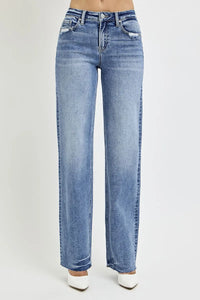 RISEN Full Size High Rise Straight Leg Jeans with Pockets - Brittney MADE