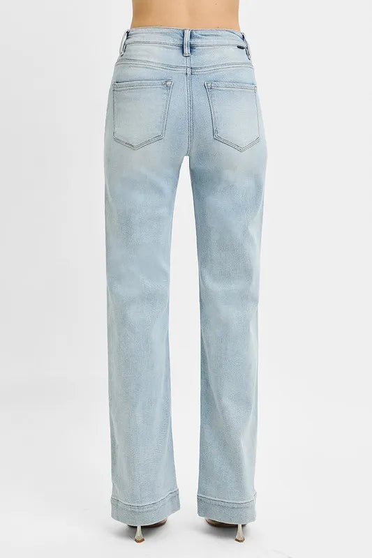 RISEN Full Size Run High Rise Straight Jeans - Brittney MADE