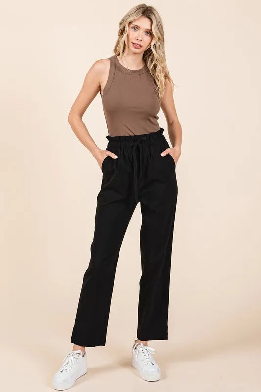 Mittoshop Paperbag Waist Tapered Straight Pants - Brittney MADE