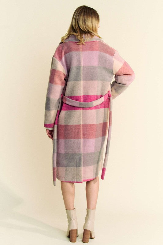 Davi & Dani Tied Color Block Collared Neck Coat - Brittney MADE