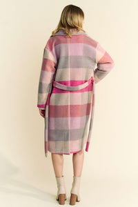 Davi & Dani Tied Color Block Collared Neck Coat - Brittney MADE