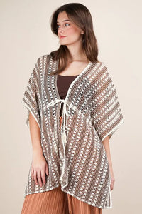 VERY J Striped Poncho Boho Cardigan - Brittney MADE