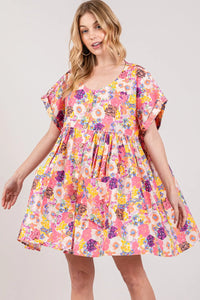 SAGE + FIG Floral Short Sleeve Babydoll Dress with Pockets - Brittney MADE