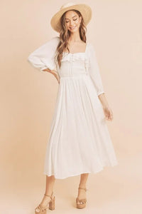 Aemi + Co Ruffled Smocked Square Neck Balloon Sleeve Dress - Brittney MADE