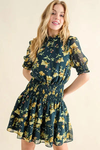 And The Why Floral Print Smocked Waist Mini Dress - Brittney MADE