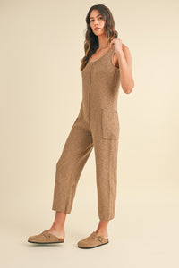 MABLE Sleeveless Knit Crop Jumpsuit with Pockets - Brittney MADE