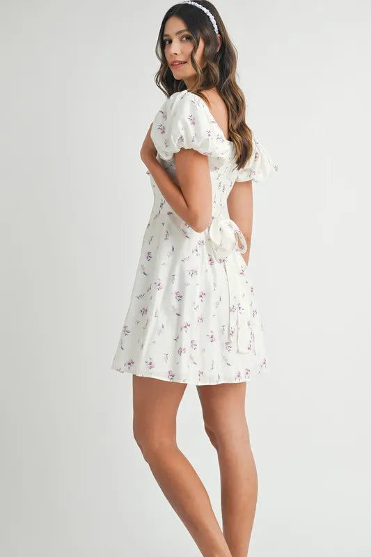 MABLE Floral Print Puff Sleeve Mini Dress - Brittney MADE