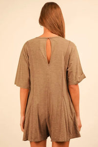 VERY J Mineral Washed Oversized Knit Comfy Romper - Brittney MADE
