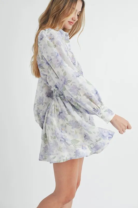 MABLE Floral Print Button Down Blouse and Mini Skirt Set - Brittney MADE