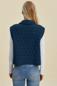 Double Take Full Size Pocketed Texture Snap Down Vest Coat - Brittney MADE