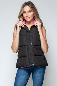Snobbish Snap and Zip Closure Hooded Vest - Brittney MADE