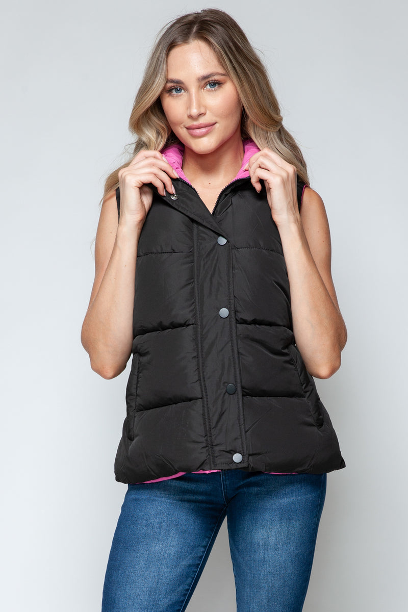Snobbish Snap and Zip Closure Hooded Vest - Brittney MADE
