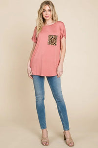 BOMBOM Leopard Chest Pocket Tee - Brittney MADE