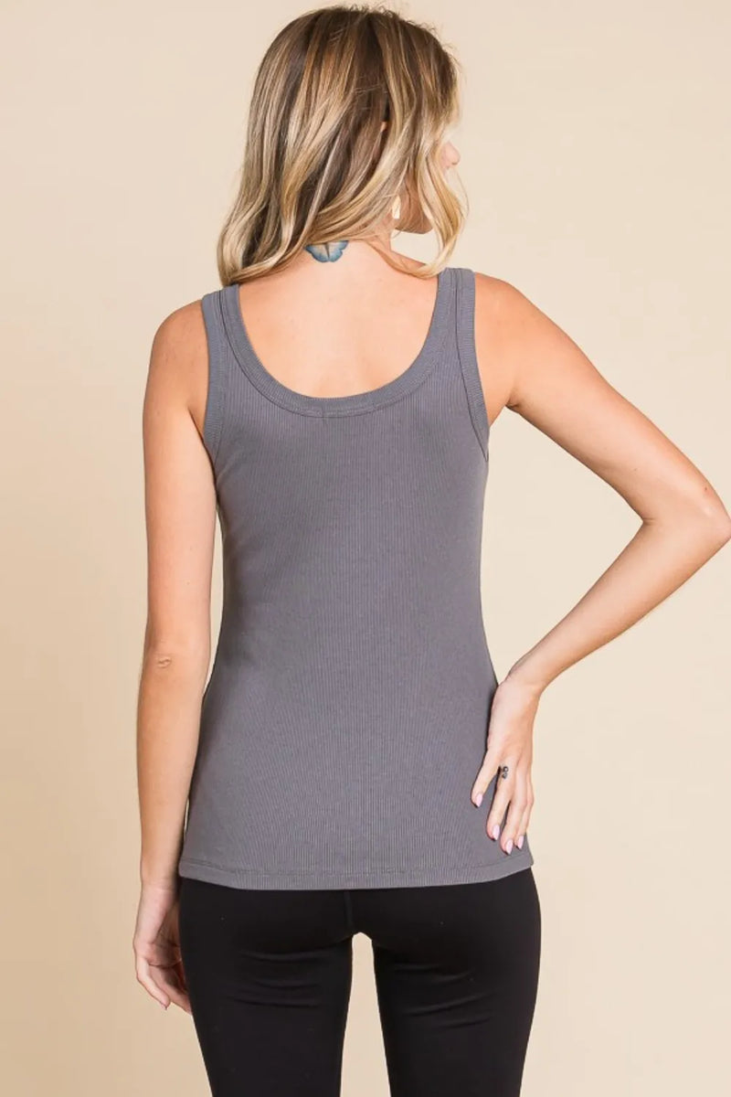 Culture Code Full Size Ribbed Scoop Neck Tank - Brittney MADE