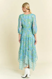 Davi & Dani Geo and Floral Print Mixed Tiered Dress - Brittney MADE
