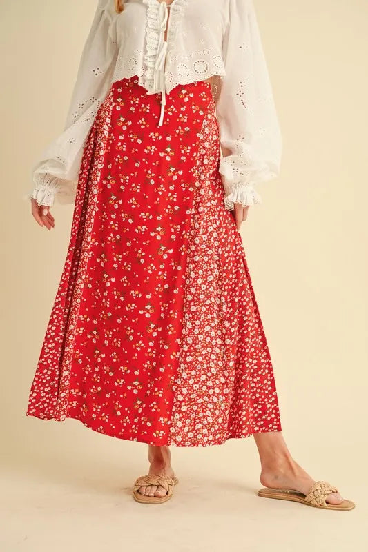 Aemi + Co Floral Elastic Waist Maxi Skirt - Brittney MADE