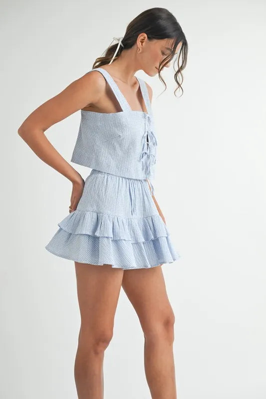 MABLE Gingham Plaid Crop Top and Mini Skirt Set - Brittney MADE