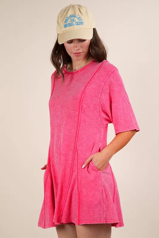 VERY J Mineral Washed Oversized Knit Comfy Romper - Brittney MADE