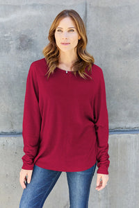 Double Take Full Size Round Neck Long Sleeve T-Shirt - Brittney MADE