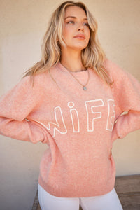 And The Why WIFEY & Heart Round Neck Sweater - Brittney MADE