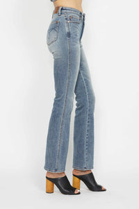 Judy Blue Full Size Tummy Control Back Embroidered Pocketed Bootcut Jeans Plus Size - Brittney MADE