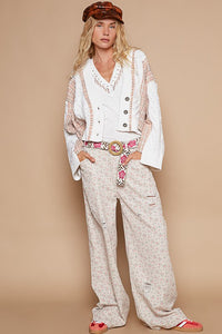 POL Cable-Knit Plaid V-Neck Button Up Cardigan - Brittney MADE